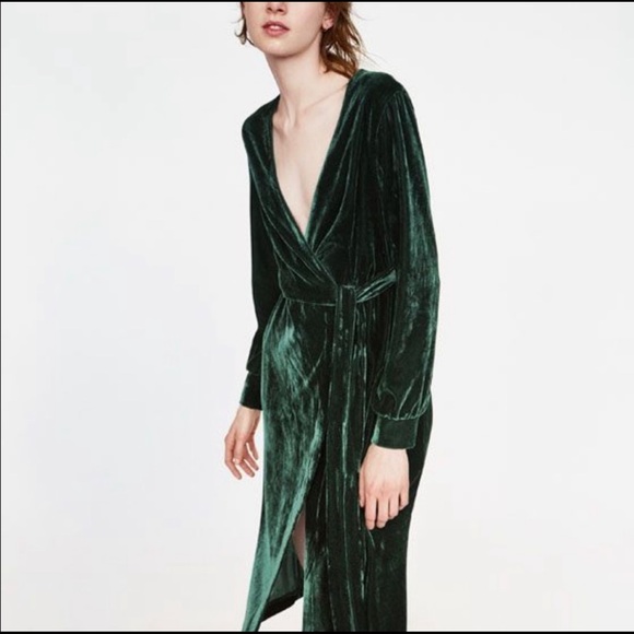velvet wrap midi dress